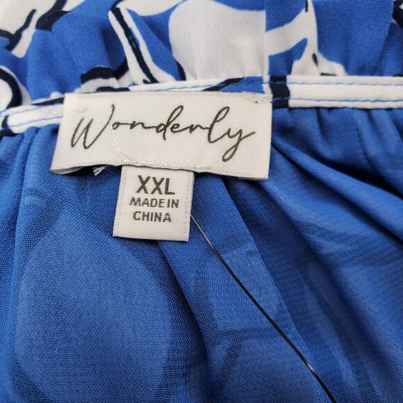 Wonderly Women's XXL Blue and White Long Sleeve Tiered‎ Maxi Dress New - Picture 5 of 8